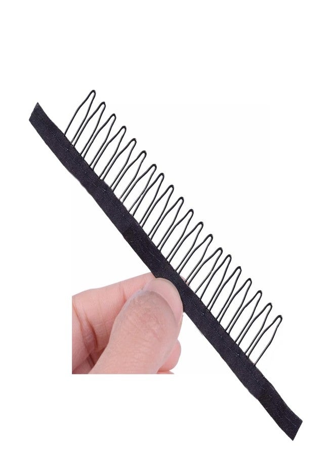 ArrErr 10 Pack Wig Comb Long 20 Teeth Clips Black Wire with Cloth Sewing Combs Wearing Holder for Wig Caps Making Finished Wigs Secure Attachment Hairpiece DIY Hair Extension - Image 5